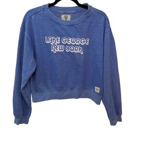 Pop Surf Lake George New York Cropped Sweatshirt Blue Boxy‎ Crewneck S Travel